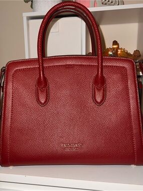 kate spade Red Pebbled Leather Satchel with Top Handles